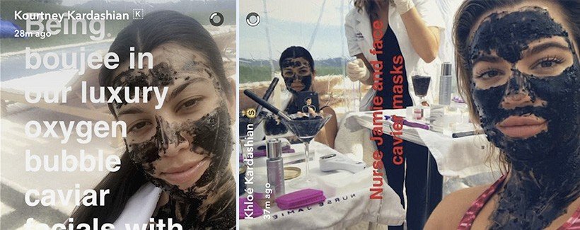 Irmãs Kardashian fazem tratamento de beleza exótico com caviar