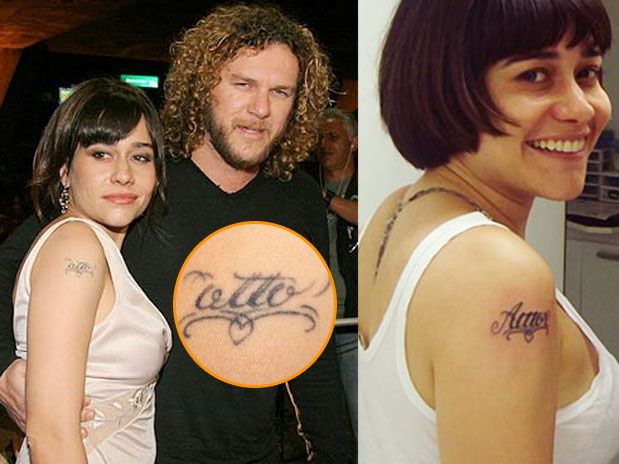 A também atriz global Alessandra Negrini, terminou com o cantor Otto, apagou parte de sua tatuagem no braço e cobriu novamente. (Foto: Reprodução)